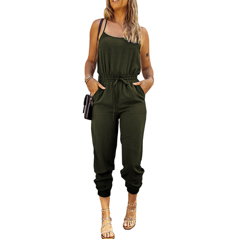 Slim Nine-point Leggings With Elastic Waistband Jumpsuit Female