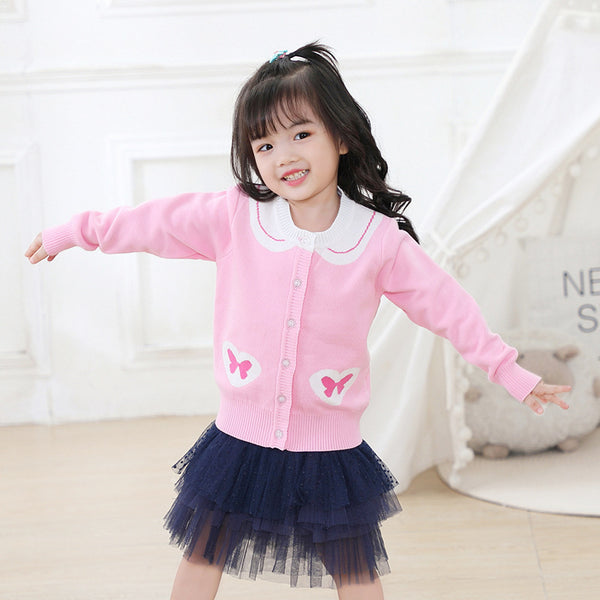 Navy Collar Kids Sweater Jacket