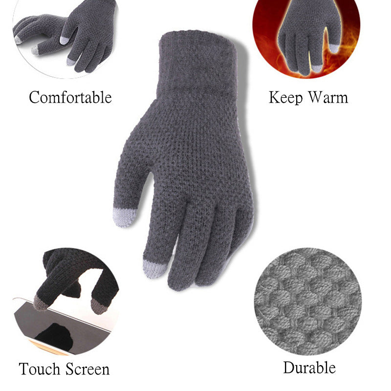 Warm knitted gloves for men in winter