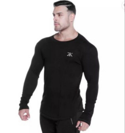 Men's Stretch Sports Sweat-Absorbent Cotton Long-Sleeved Bottoming Shirt