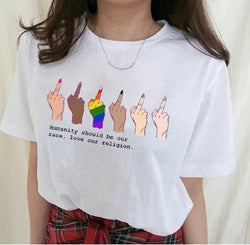 Cartoon pattern female print T-shirt