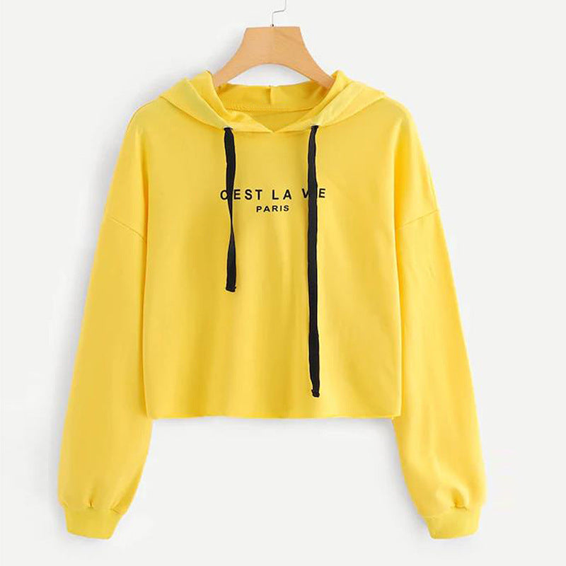 Ladies Short Hooded Printed Sweatshirt Ladies Top