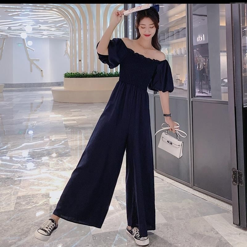 Puff Sleeve Jumpsuit Female Summer