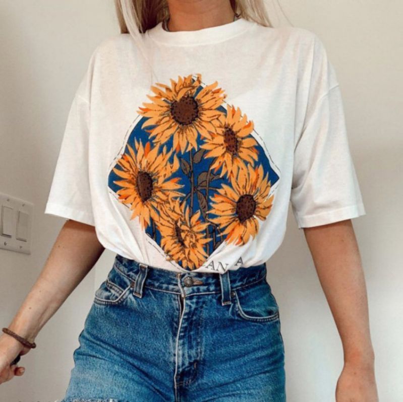 Printed T-shirt Casual Top Female