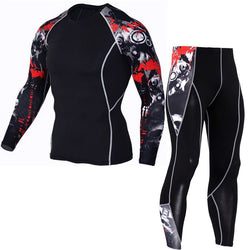 Printed long sleeve gym suit