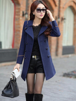 Slim-fit woolen coat  female long-sleeved coat