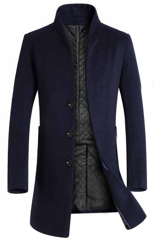 Men's long coat woolen coat trench coat