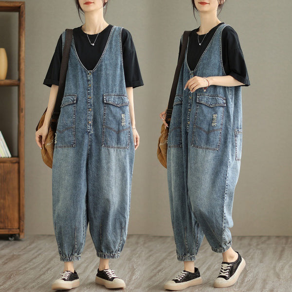 Denim Tank Top Jumpsuit Female