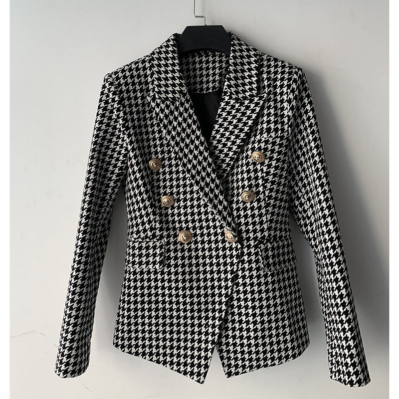 Female Jacket Coat Double Breasted Metal