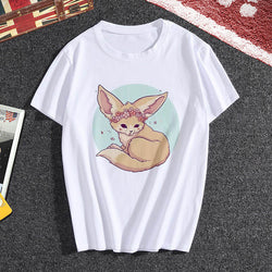 Summer female fox print T-shirt