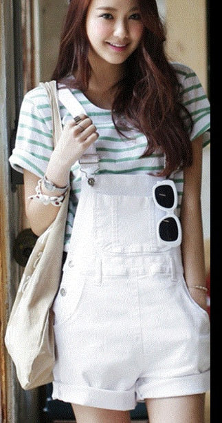 Candy-colored denim strap denim overalls female jumpsuit