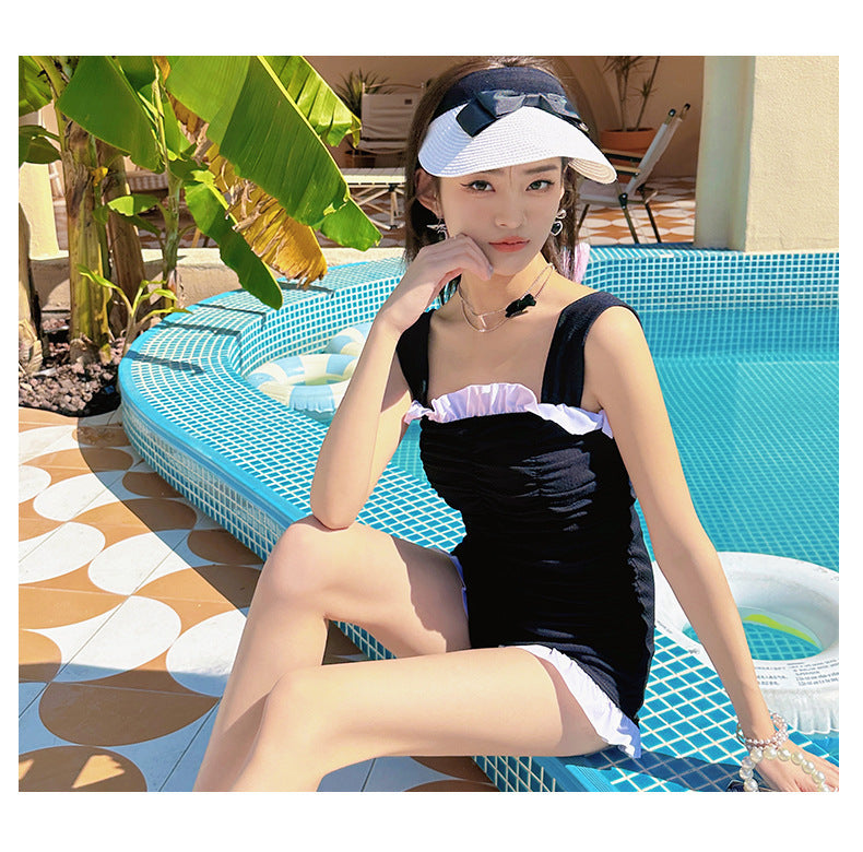 Swimsuit Female Jumpsuit Suspender Solid Color