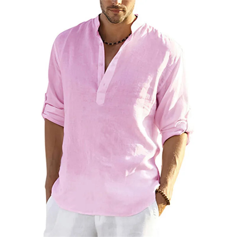 Men Plus Size Linen Long Tee Shirts - The Fashione