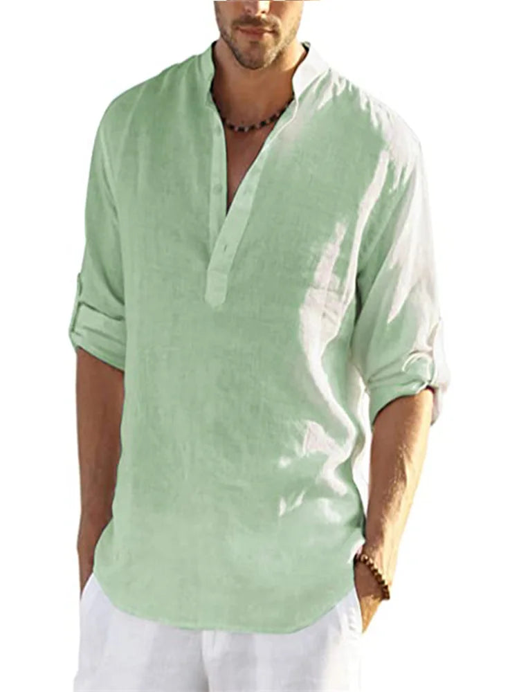 Men Plus Size Linen Long Tee Shirts - The Fashione