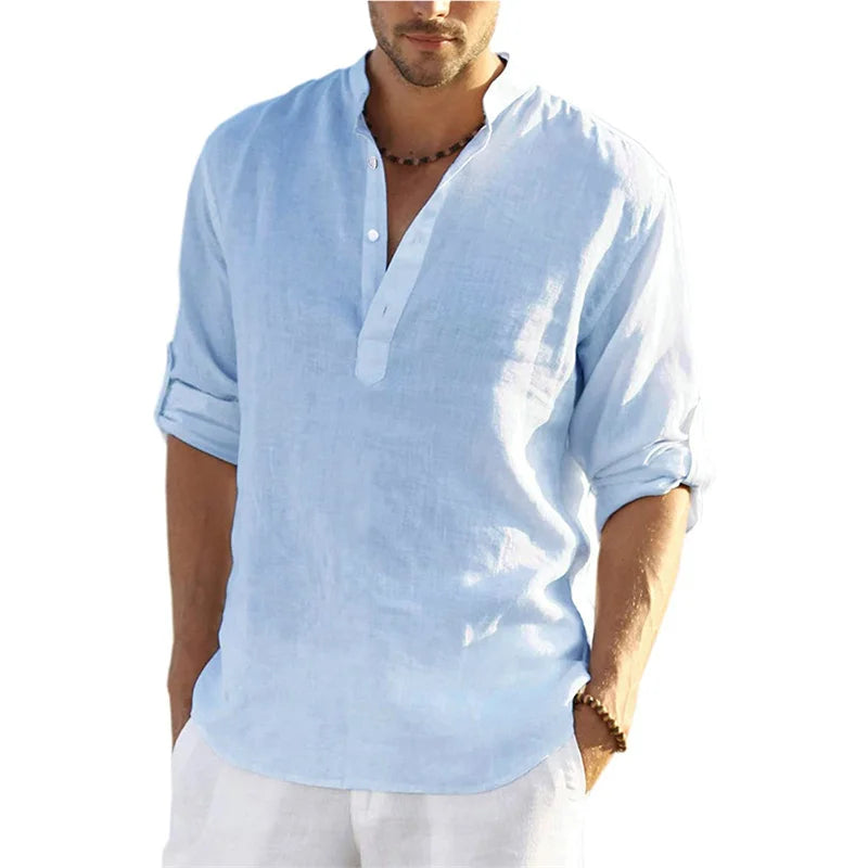 Men Plus Size Linen Long Tee Shirts - The Fashione