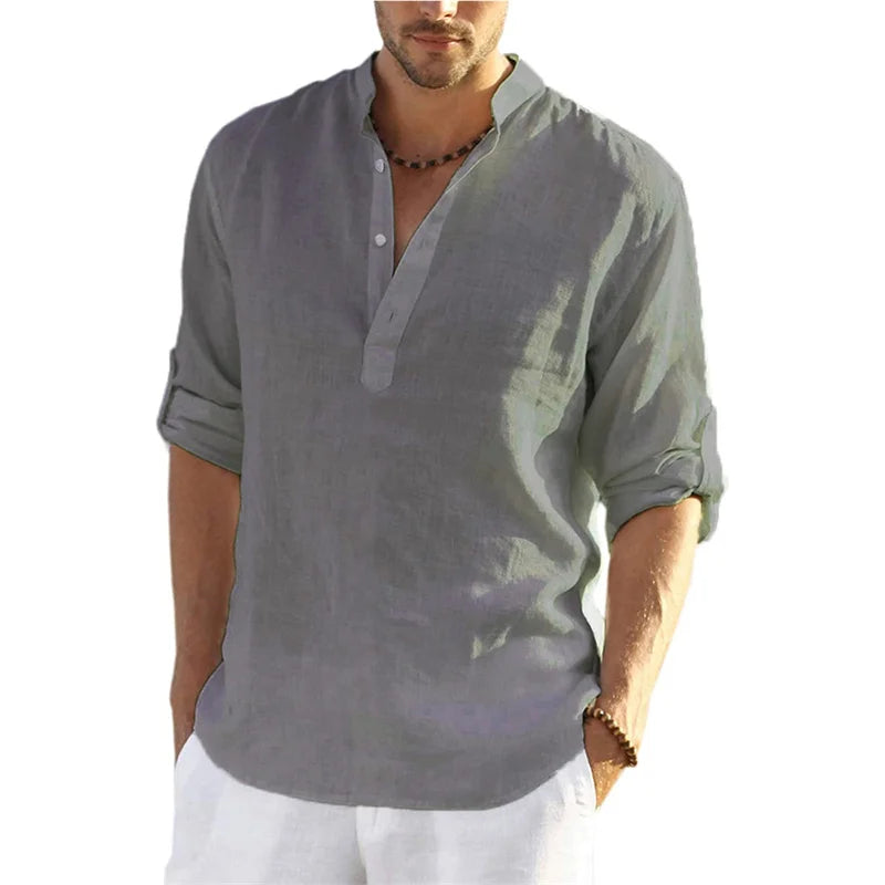 Men Plus Size Linen Long Tee Shirts - The Fashione