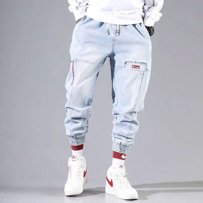 2024 New Streetwear Hip Hop Cargo Pants Men's Jeans Elastic Harun Joggers In Autumn and Spring Men ClothIng