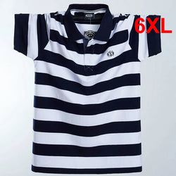 Color Contrast Stripe Polo Shirt for Men | Plus Size 6XL Short Sleeve Cotton Summer Tops