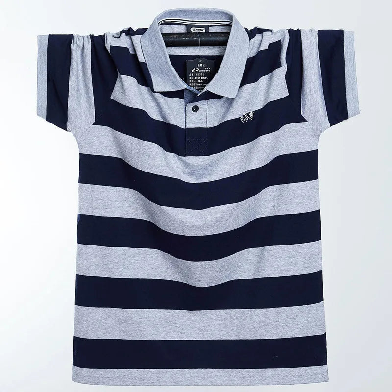 Color Contrast Stripe Polo Shirt for Men | Plus Size 6XL Short Sleeve Cotton Summer Tops