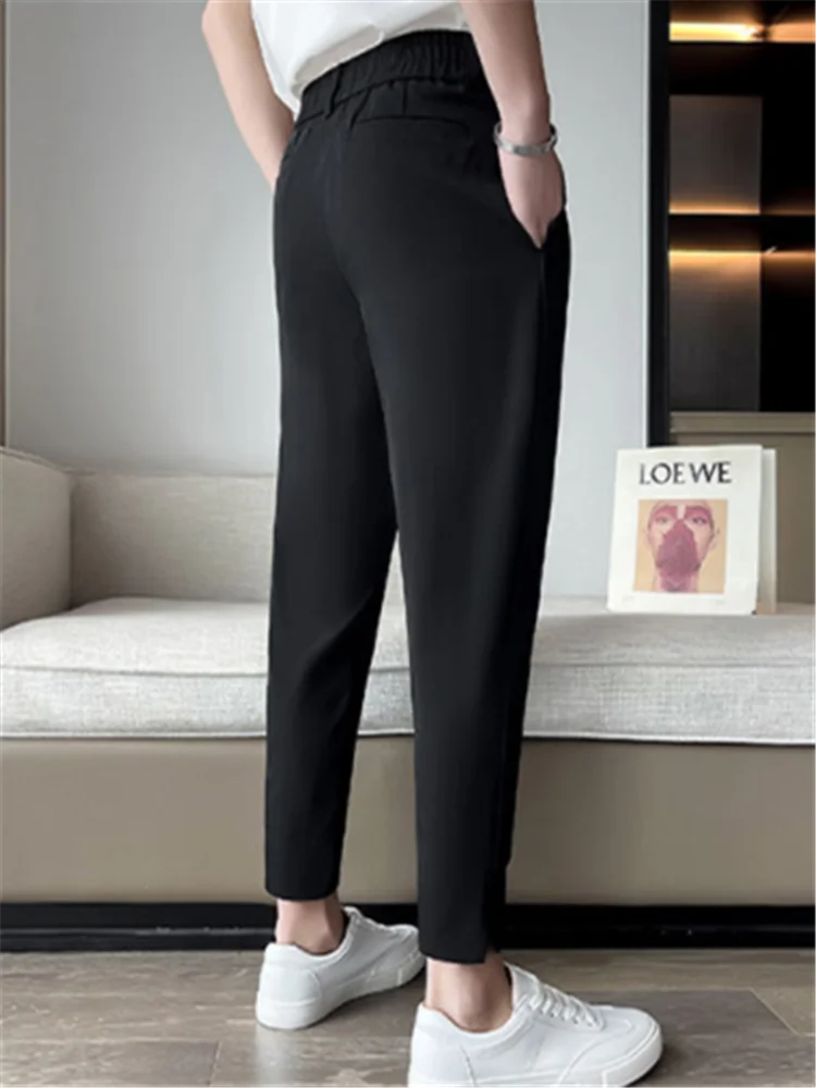 Elegant Casual Blazer Pants Men Korean Fashion Slim Formal Trousers Male Black Dress Pants Classic Suit Pants White Harem Pants