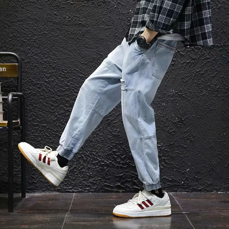 2024 New Streetwear Hip Hop Cargo Pants Men's Jeans Elastic Harun Joggers In Autumn and Spring Men ClothIng