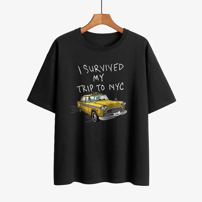 Funny Tshirt Men Women I Survived My Trip To NYC Print Tops Casual Streetwear Unisex Fashion T Shirt Tom Holland Same Style Tees