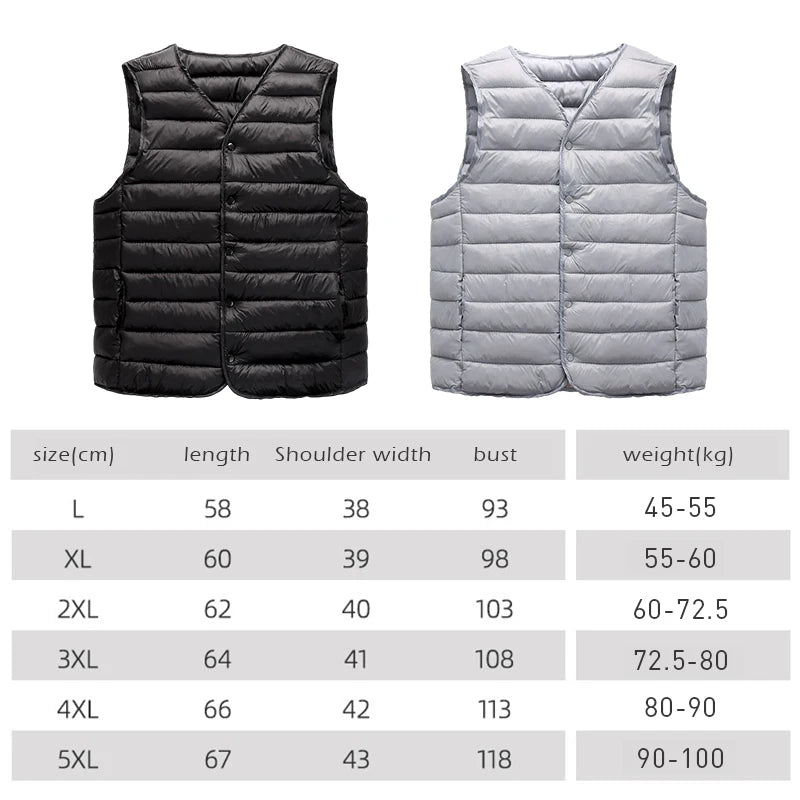 Men Winter Coat Warm Sleeveless Jacket Lightweight Vest Coat  Streetwear Windproof Cotton-Padded Waistcoat