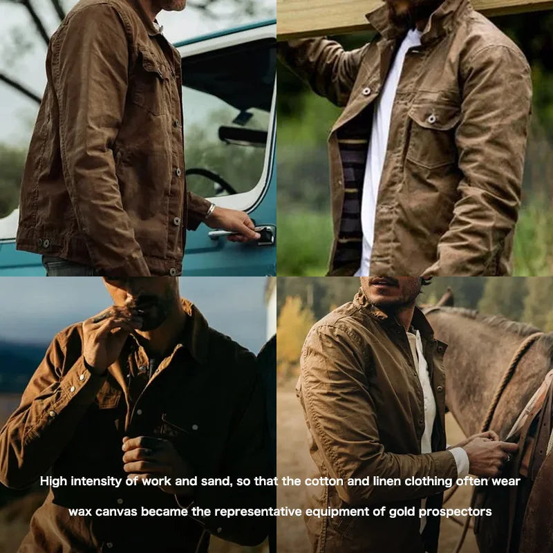 Maden Workwear American Retro Heavyweight Canvas Oil Wax Jacket Amekaji Hunting Oil Wax Jacket Men's Autumn