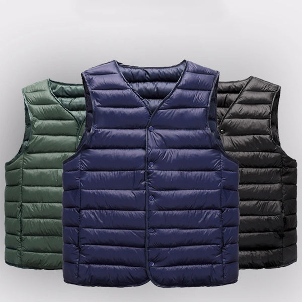 Men Winter Coat Warm Sleeveless Jacket Lightweight Vest Coat  Streetwear Windproof Cotton-Padded Waistcoat