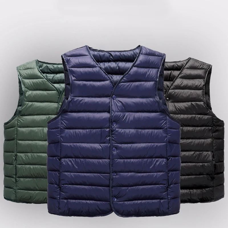 Men Winter Coat Warm Sleeveless Jacket Lightweight Vest Coat  Streetwear Windproof Cotton-Padded Waistcoat