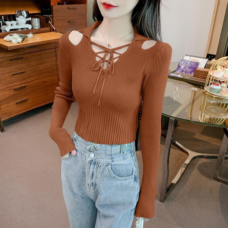 Long-sleeved Micro Flared Sleeve Pullover Bottoming Shirt Female Inner Shirt Top