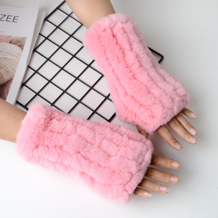 Autumn And Winter Warm Thickening Female Student Writing Knitted Gloves