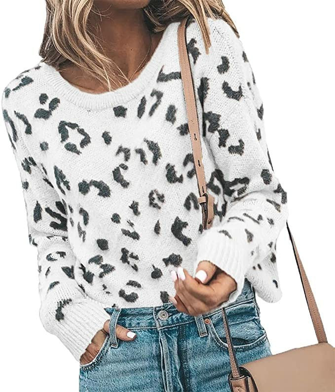 Sweater Sweater Knit Sweater Leopard Print Sweater Women