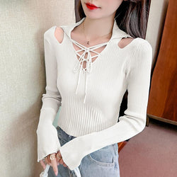 Long-sleeved Micro Flared Sleeve Pullover Bottoming Shirt Female Inner Shirt Top